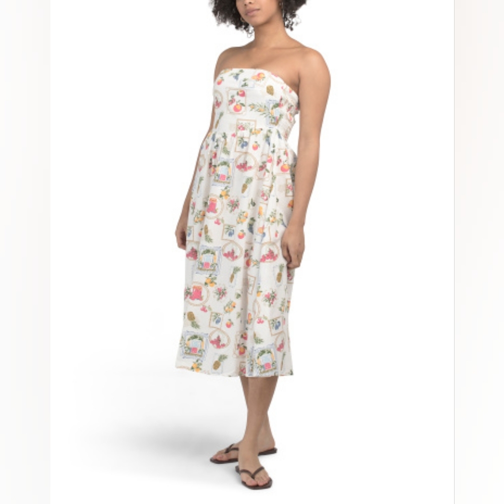 NWT - Cotton JAPNA Strapless or Not V-Waist Elastic Back Panel Midi Dress - L